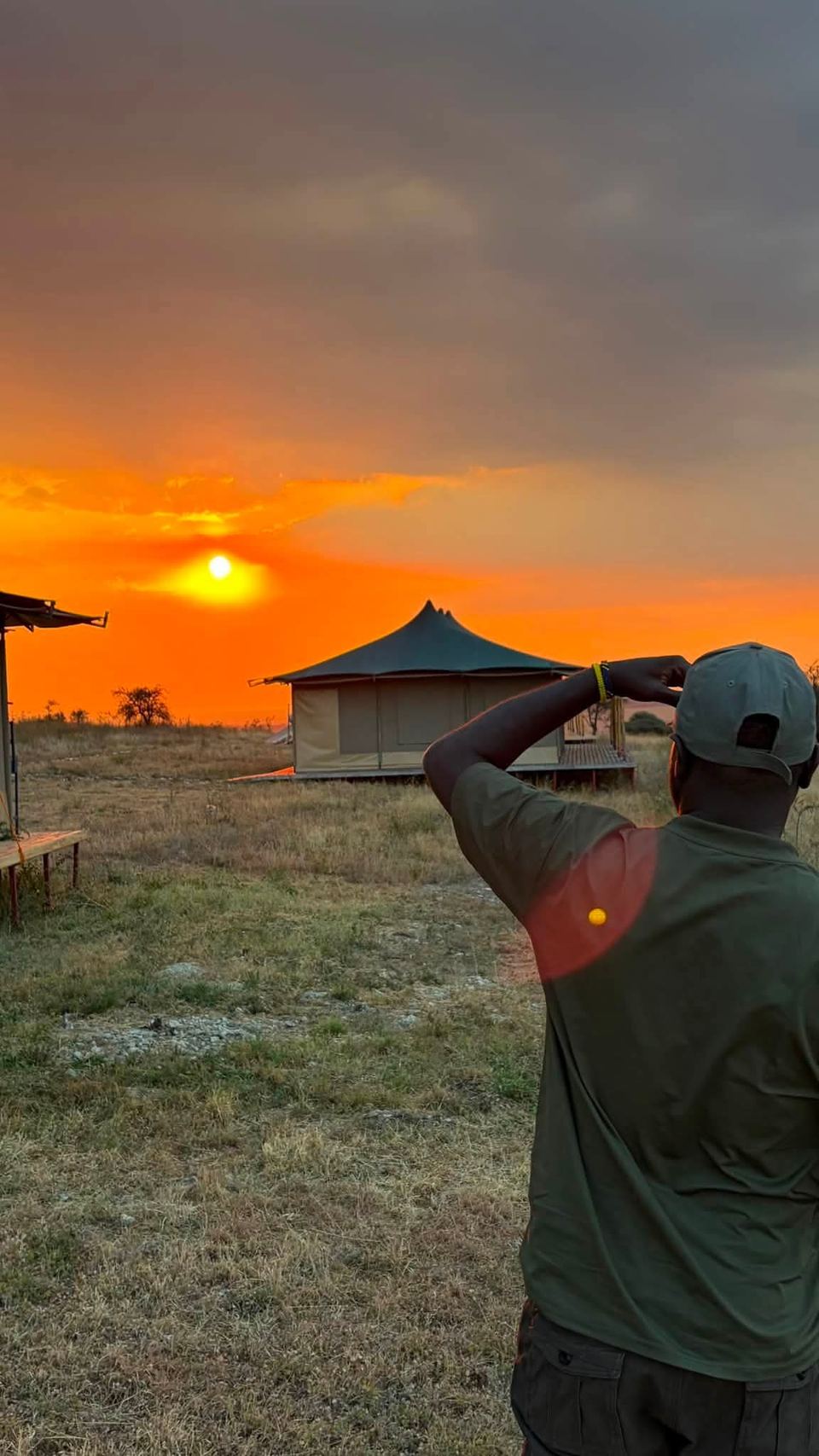 One of our guides photographing the sunset beside camp